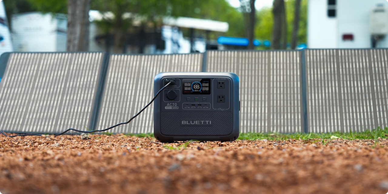 BLUETTI AC70 charging via 200W solar panel