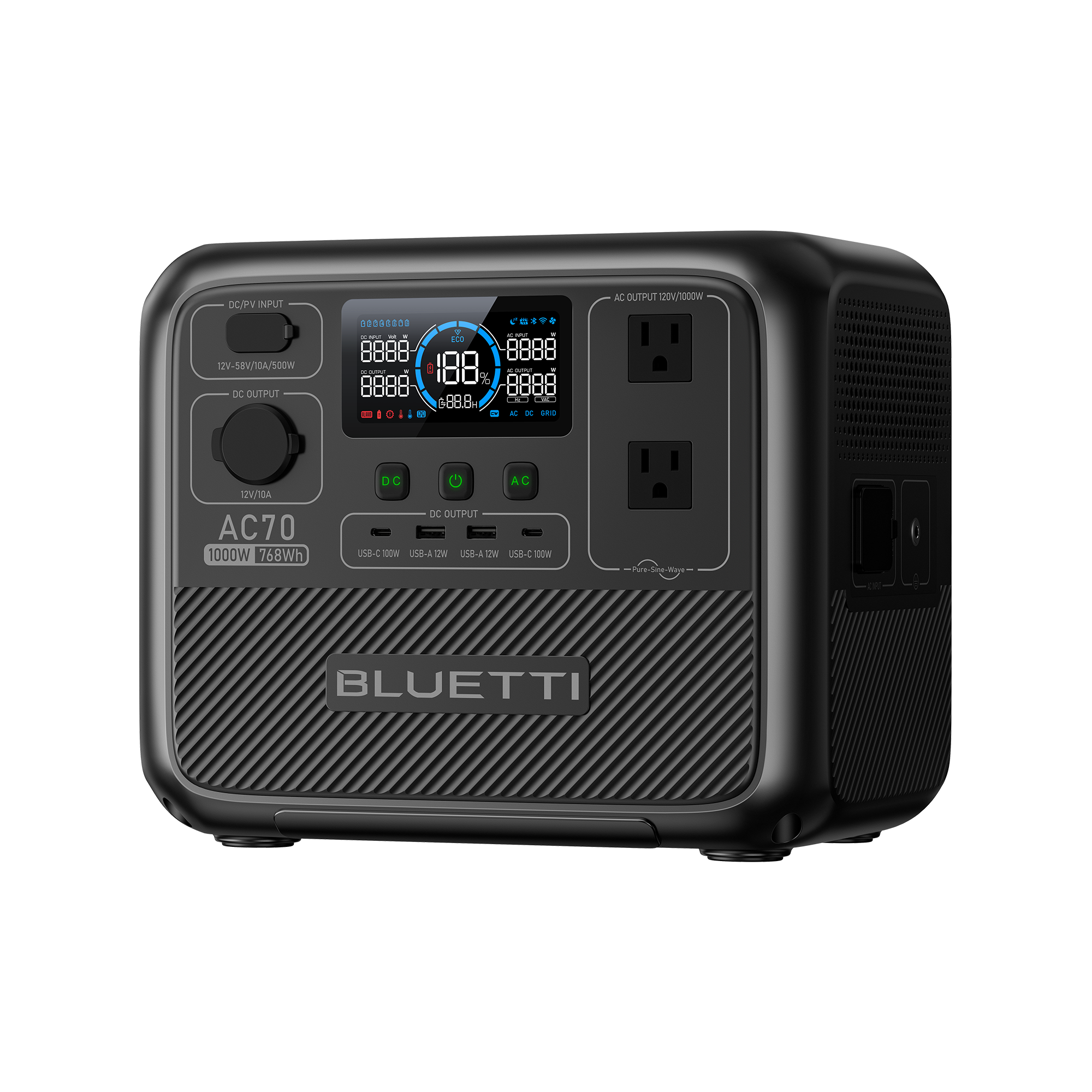 BLUETTI AC70 portable power station front view